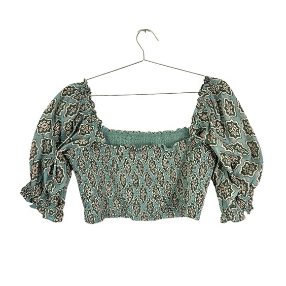 Zara Green Multicolored Printed Top Size L - Picture 5 of 5